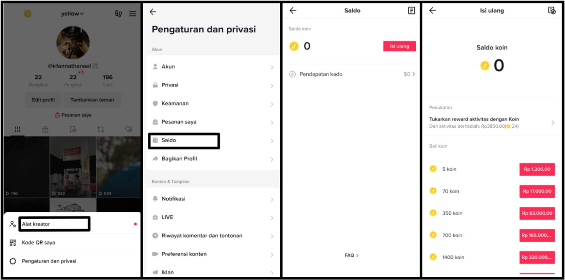 Top Up Koin TikTok Secara Langsung Menggunakan Aplikasi TikTok