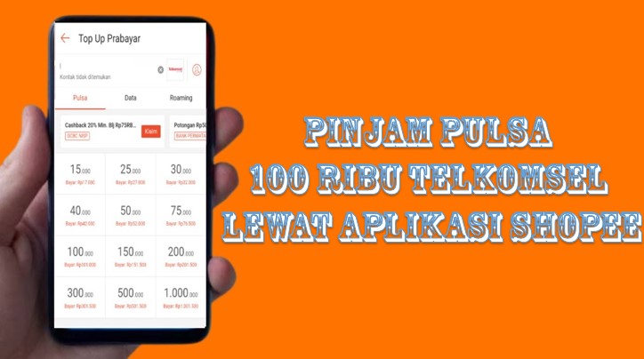 Pinjam Pulsa 100rb Telkomsel Lewat Aplikasi Shopee